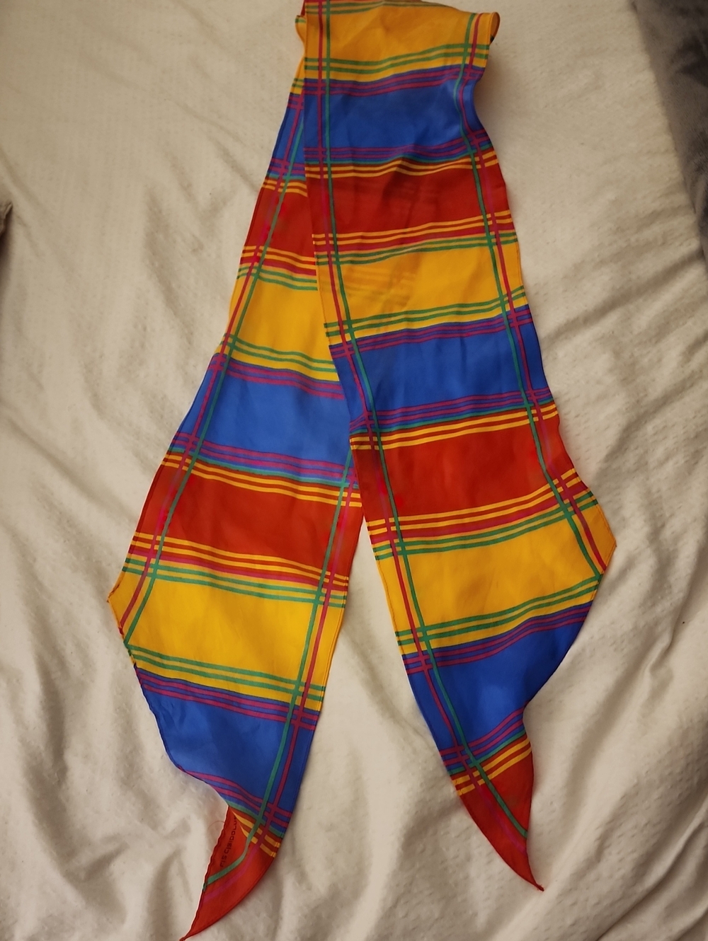 Liz Claiborne Multicolor Plaid Scarf Vintage Silk